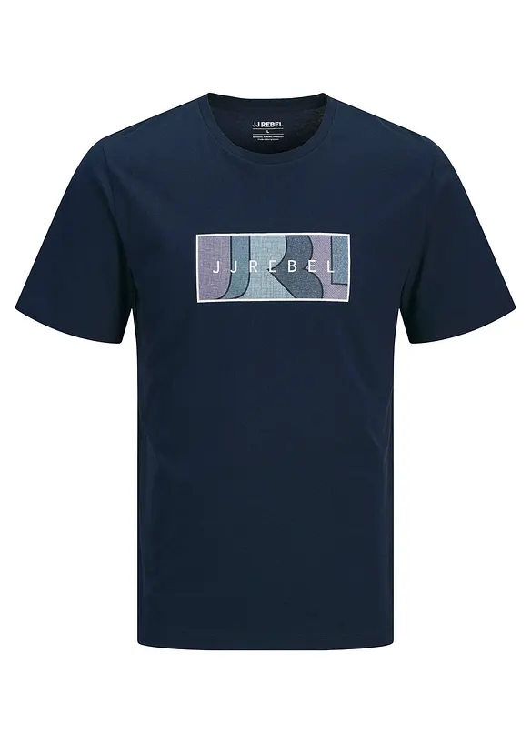 JJ REBEL T-Shirt aus reiner Baumwolle in blau von vorne - JJ REBEL