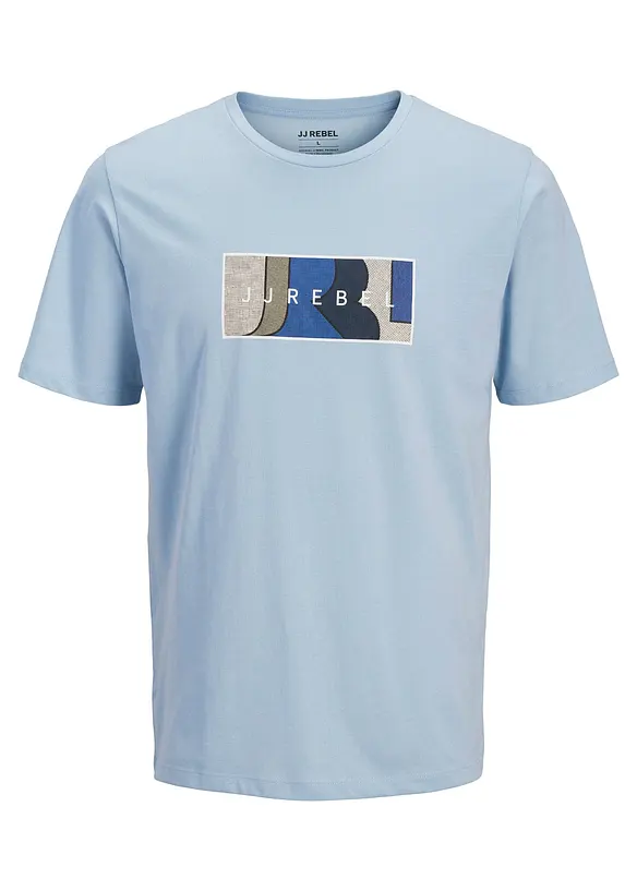 JJ REBEL T-Shirt aus reiner Baumwolle in blau von vorne - JJ REBEL