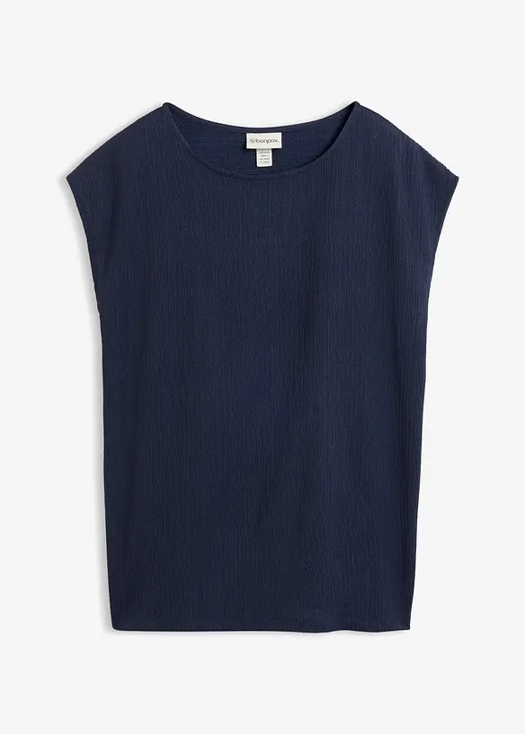 Shirt aus strukturiertem Material in blau von vorne - bonprix