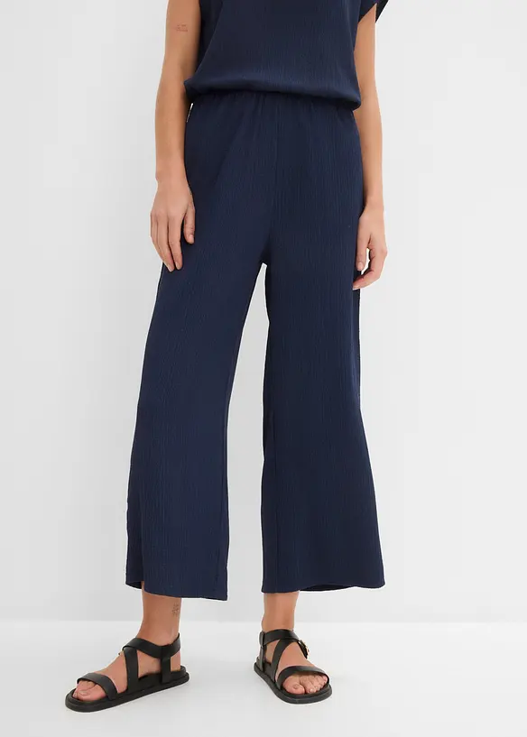 Culotte aus strukturiertem Material in blau von vorne - bonprix Culotte aus strukturiertem Material in blau von vorne - bonprix