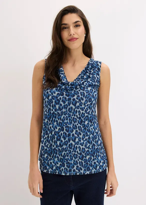Top mit Wasserfallausschnitt in blau von vorne (im Anschnitt) - bonprix Top mit Wasserfallausschnitt in blau von vorne (im Anschnitt) - bonprix