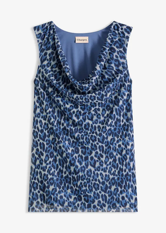 Top mit Wasserfallausschnitt in blau von vorne - bonprix Top mit Wasserfallausschnitt in blau von vorne - bonprix
