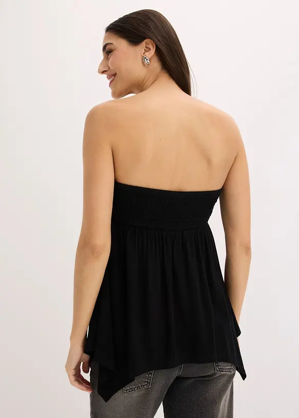 Top mit Zipfelsaum in schwarz von hinten (im Anschnitt) - bonprix