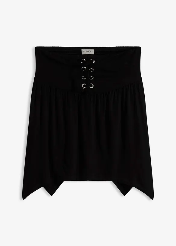 Top mit Zipfelsaum in schwarz von vorne - bonprix