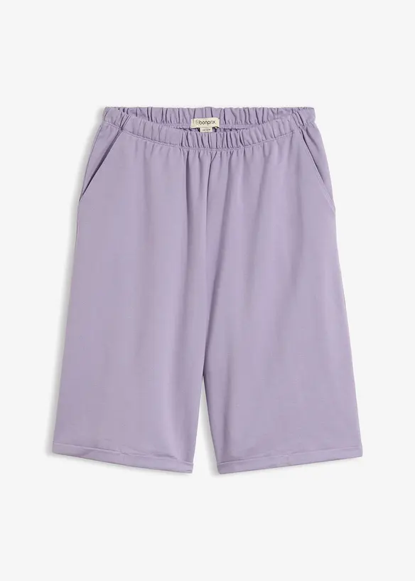 Sweat-Bermuda aus leichter Baumwolle in lila von vorne - bonprix