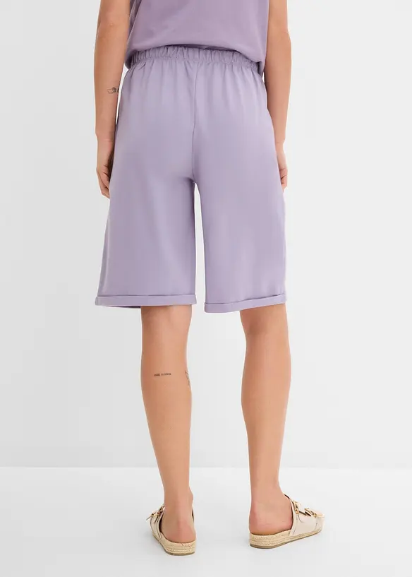 Sweat-Bermuda aus leichter Baumwolle in lila von hinten - bonprix