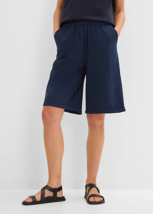 Sweat-Bermuda aus leichter Baumwolle in blau von vorne - bonprix