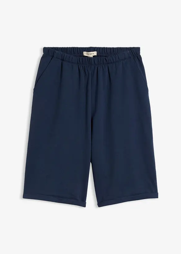 Sweat-Bermuda aus leichter Baumwolle in blau von vorne - bonprix