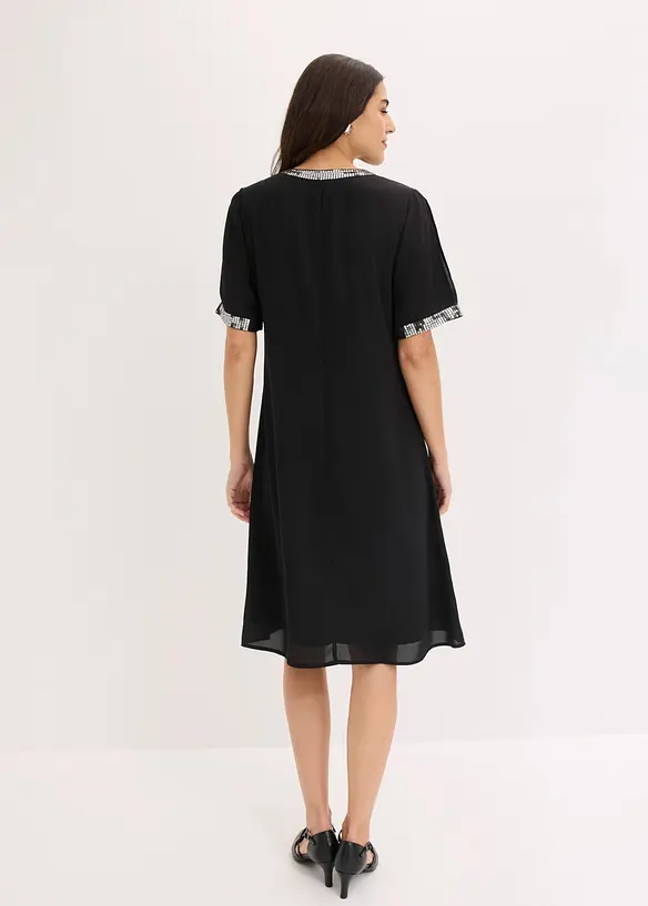 Chiffonkleid mit Pailletten in schwarz von hinten (Totalaufnahme) - bonprix Chiffonkleid mit Pailletten in schwarz von hinten (Totalaufnahme) - bonprix