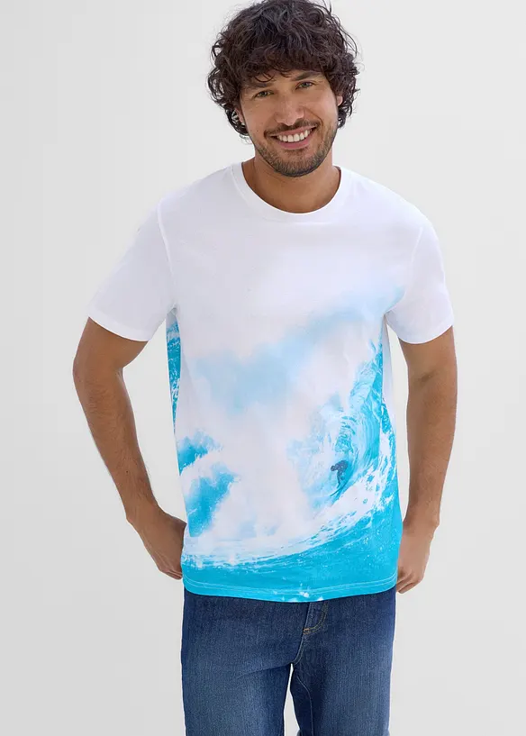 T-Shirt aus reiner Bio-Baumwolle in weiß von vorne (im Anschnitt) - bonprix