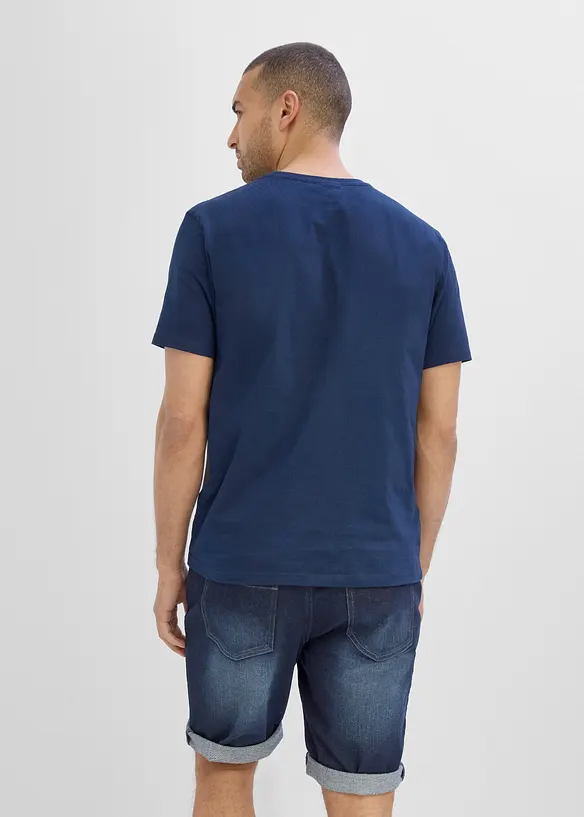 T-Shirt aus reiner Bio-Baumwolle in blau von hinten (im Anschnitt) - bonprix