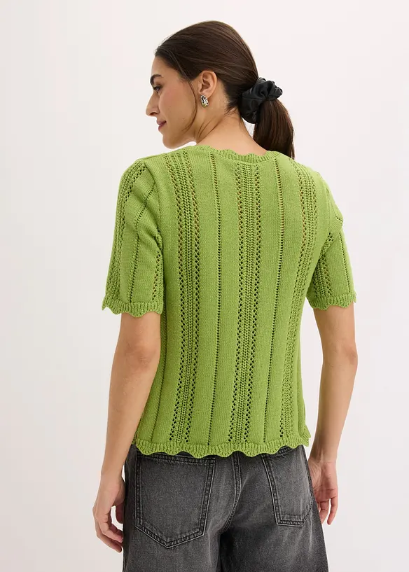 Strickshirt mit tiefem Ausschnitt in grün von hinten (im Anschnitt) - bonprix Strickshirt mit tiefem Ausschnitt in grün von hinten (im Anschnitt) - bonprix