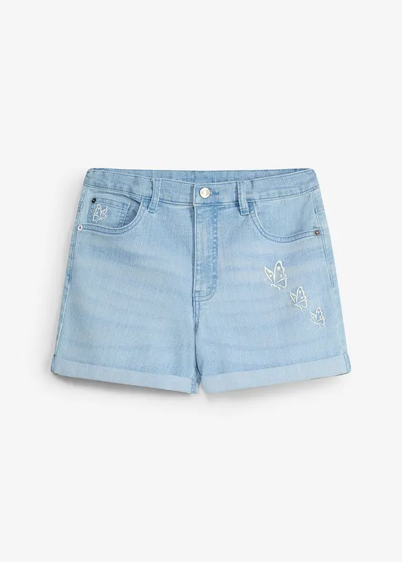 Loose-Fit Jeans-Shorts mit Bio-Baumwolle, Mid Waist in blau von vorne - bonprix