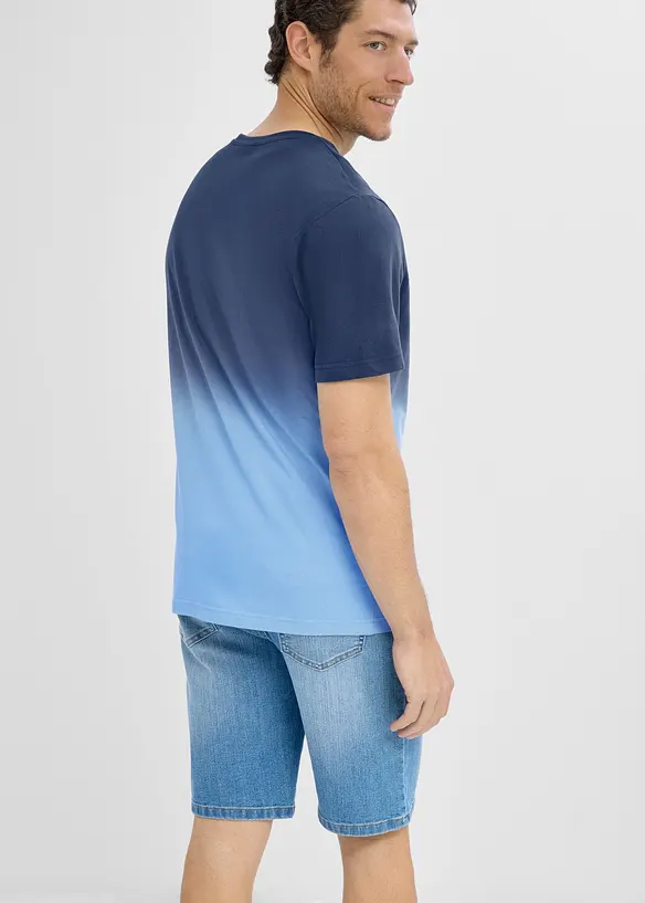 T-Shirt mit Farbverlauf aus reiner Bio-Baumwolle in blau von hinten (im Anschnitt) - bonprix