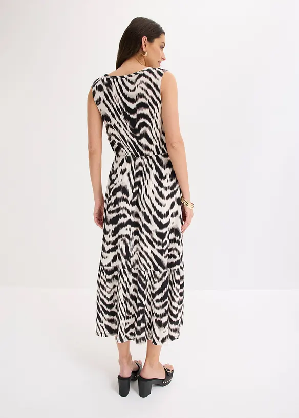 Jerseykleid aus softem Viskose-Mix in beige von hinten (Totalaufnahme) - bonprix