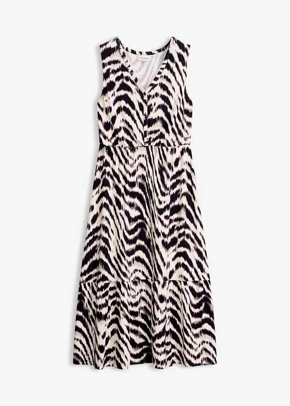 Jerseykleid aus softem Viskose-Mix in beige von vorne - bonprix