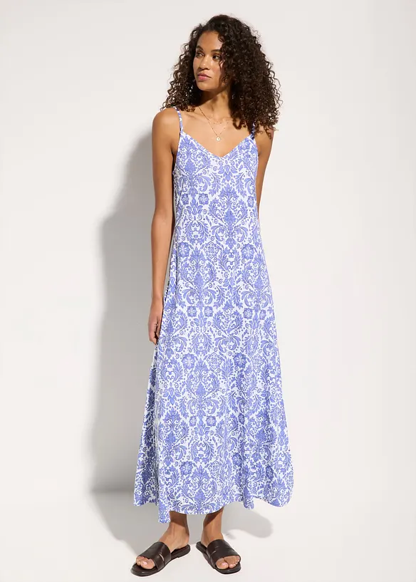 Strandkleid aus fließendem Viskose-Mix in weiß von vorne (Totalaufnahme) - bonprix