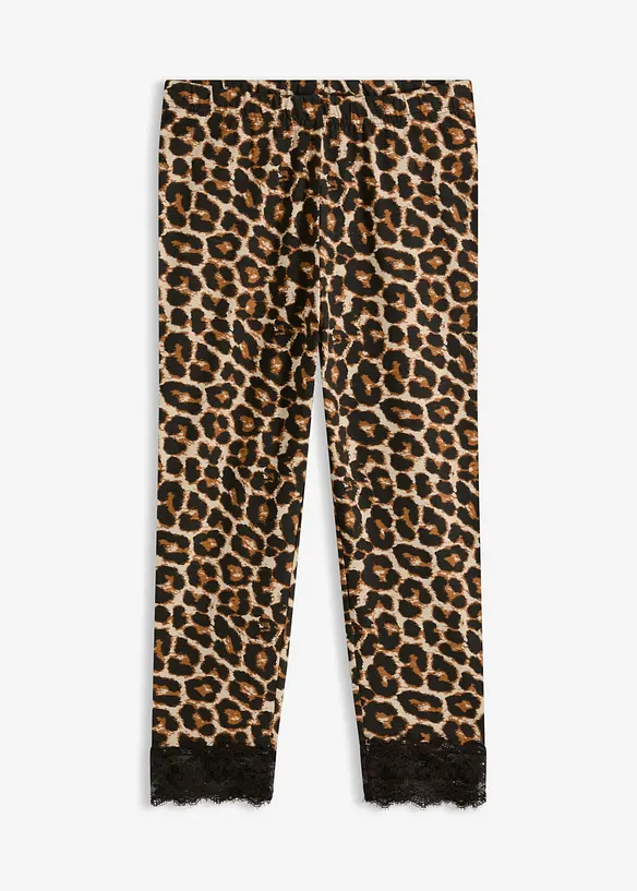 Capri-Leggings mit Spitze in beige von vorne - bonprix