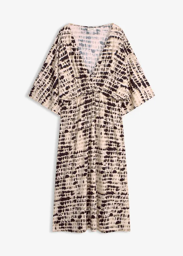 Jerseykleid aus softem Viskose-Mix in beige von vorne - bonprix