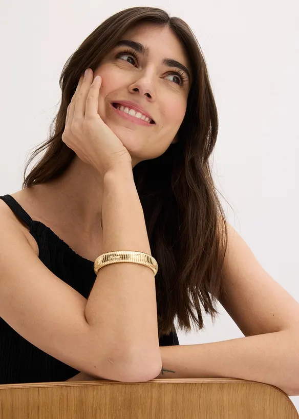 Elastisches Metallarmband in gold von vorne (im Anschnitt) - bonprix