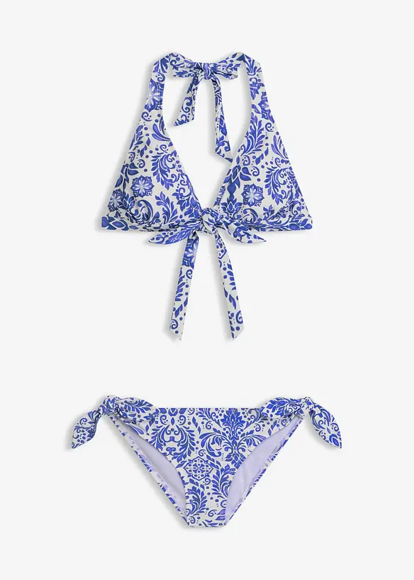 Neckholder-Bikini mit Bindebändern (2-tlg. Set) in weiß von vorne - bonprix