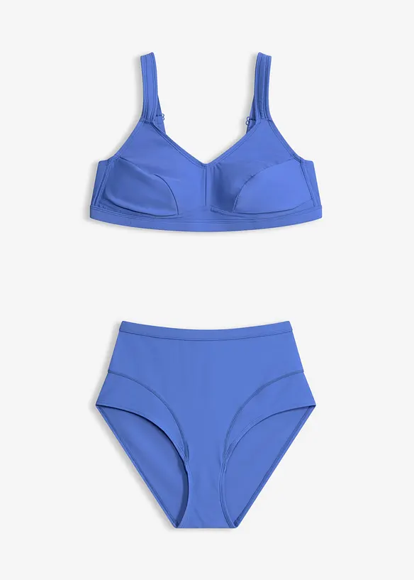 Bedeckender Bikini schnelltrocknend (2-tlg.Set) in blau von vorne - bonprix