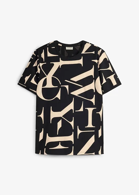T-Shirt aus reiner Bio-Baumwolle in schwarz von vorne - bonprix