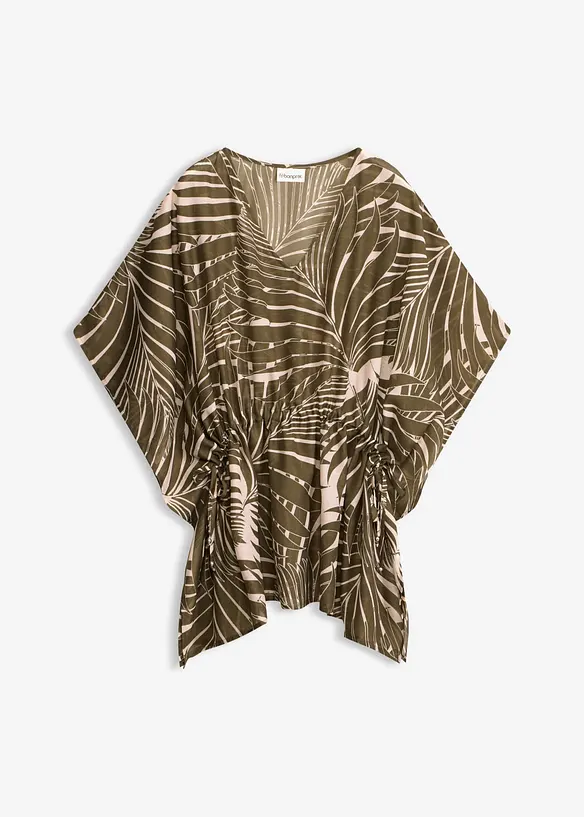 Transparente Oversize Strandtunika in grün von vorne - bonprix