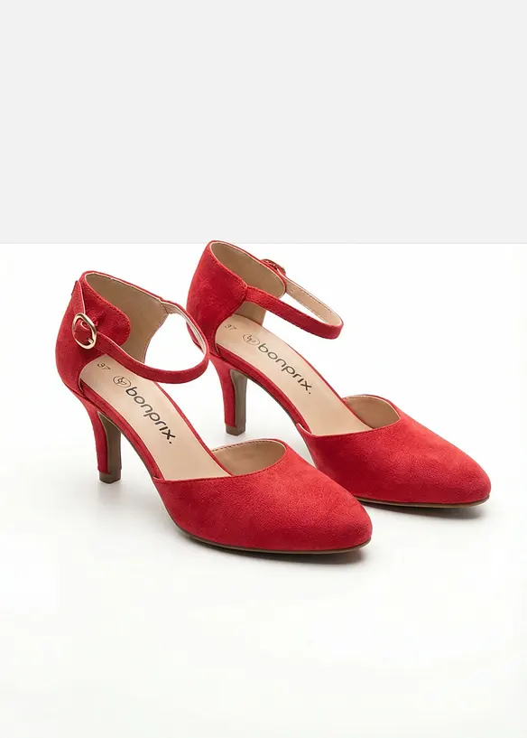 Spangenpumps mit schmalem Absatz in rot - bonprix