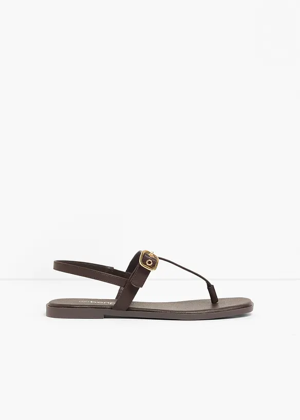 Zehenstegsandalen mit Ösen in braun - bonprix