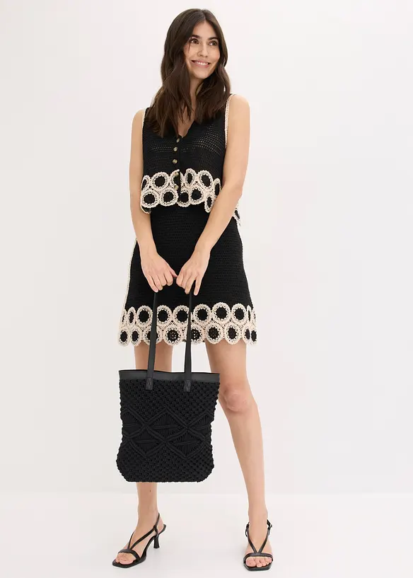 Makrameeshopper in schwarz im Look von vorne (Totalaufnahme) - bonprix