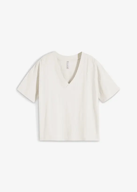 Oversize-Shirt aus reiner Bio-Baumwolle in weiß von vorne - bonprix