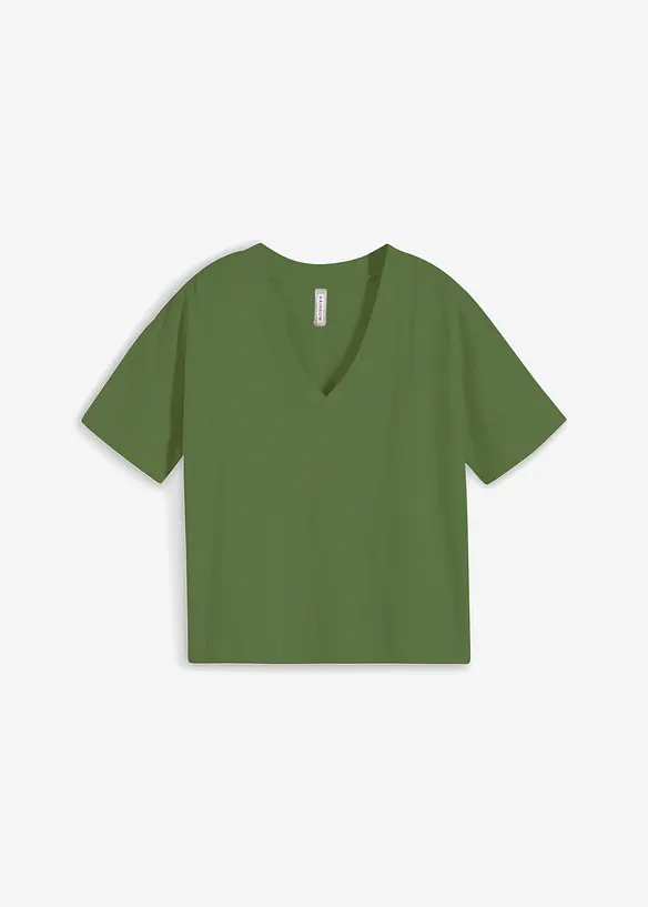 Oversize-Shirt aus reiner Bio-Baumwolle in grün von vorne - bonprix