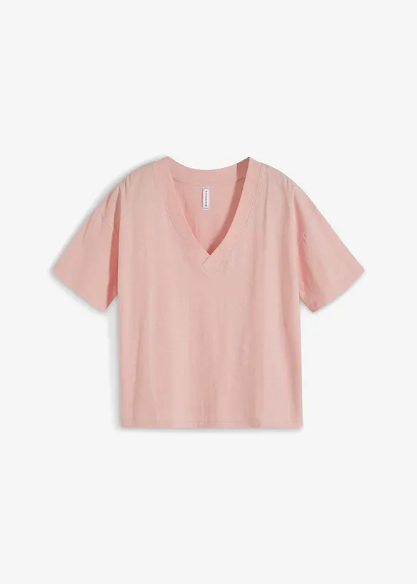 Oversize-Shirt aus reiner Bio-Baumwolle in rosa von vorne - bonprix