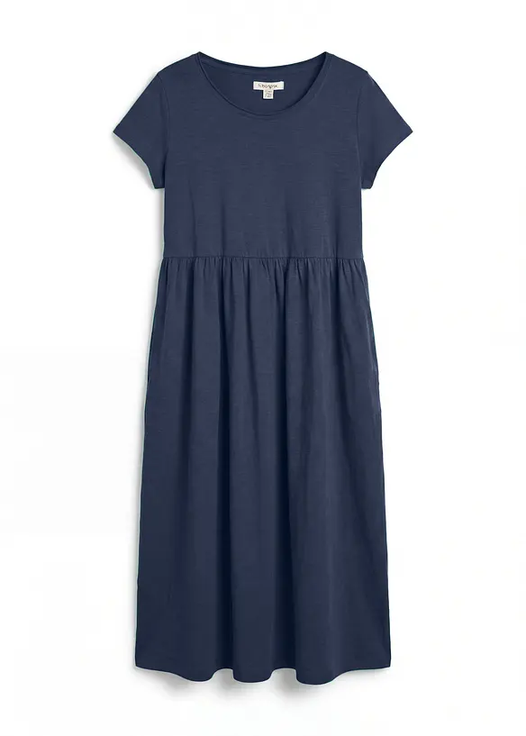 Shirtkleid aus Bio-Baumwolle in blau von vorne - bonprix