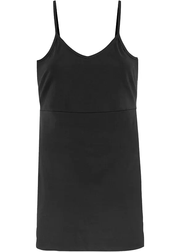 Sommer-Jersey-Kleid mit verstellbaren Trägern in schwarz von vorne - bonprix