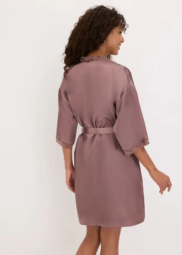 Satin Kimono in braun von hinten (Totalaufnahme) - bonprix