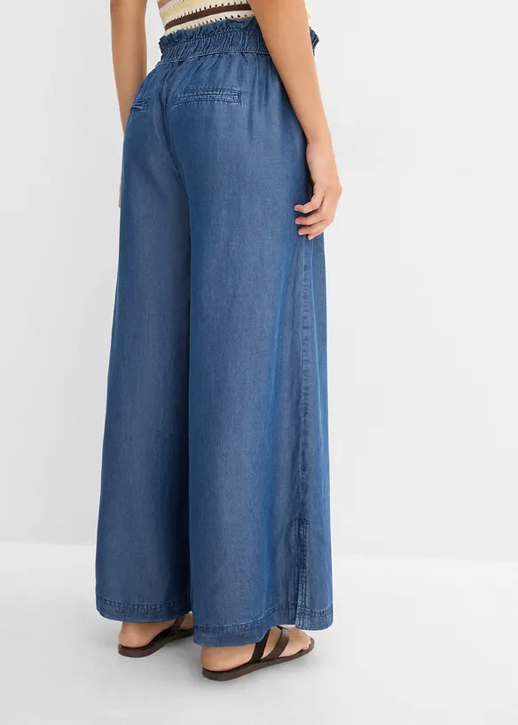 Palazzo-Hose aus weichem Lyocell in blau von hinten - bonprix