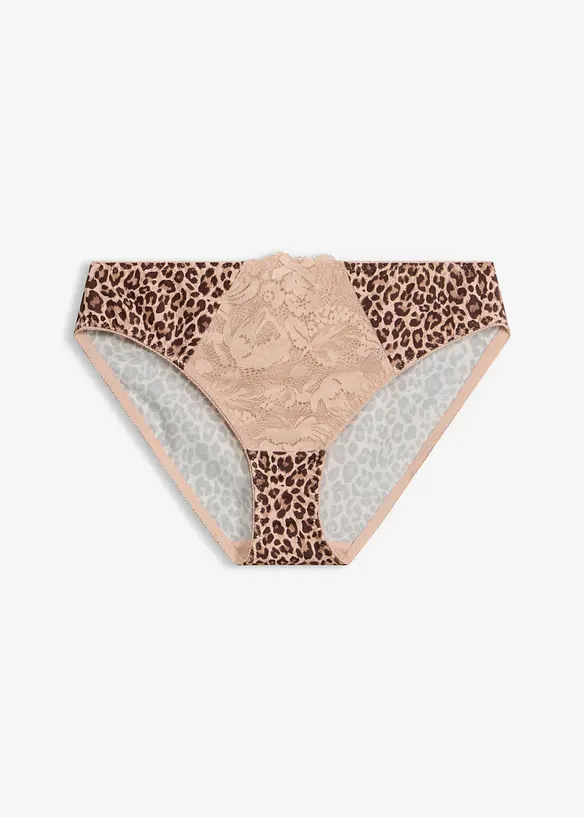 Slip mit Leopardenmuster in beige von vorne - bonprix