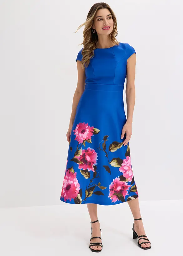 Midikleid in blau von vorne (Totalaufnahme) - bonprix