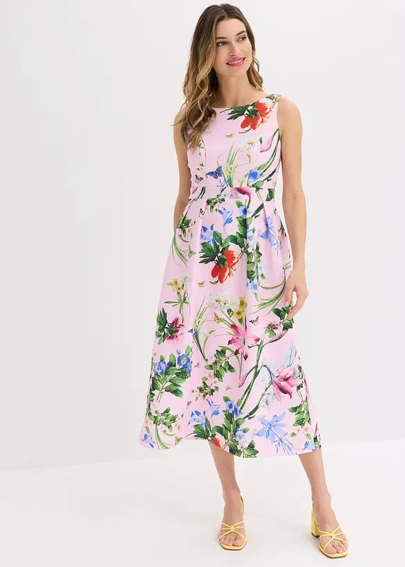 Midikleid in rosa von vorne (Totalaufnahme) - bonprix