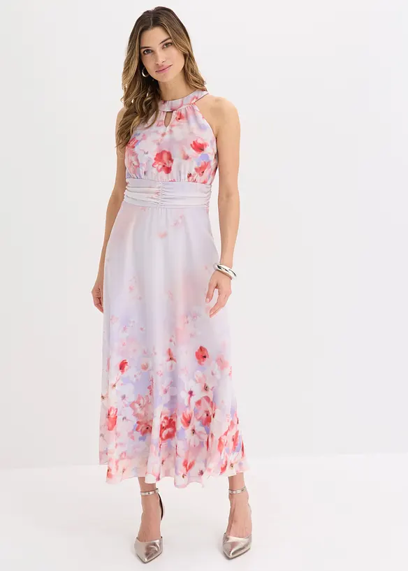 Midikleid mit Drapierung in lila von vorne (Totalaufnahme) - bonprix Midikleid mit Drapierung in lila von vorne (Totalaufnahme) - bonprix