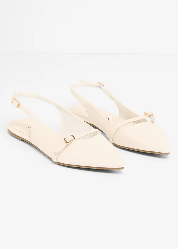 Sling-Ballerinas mit dekorativem Riemen in weiß - bonprix
