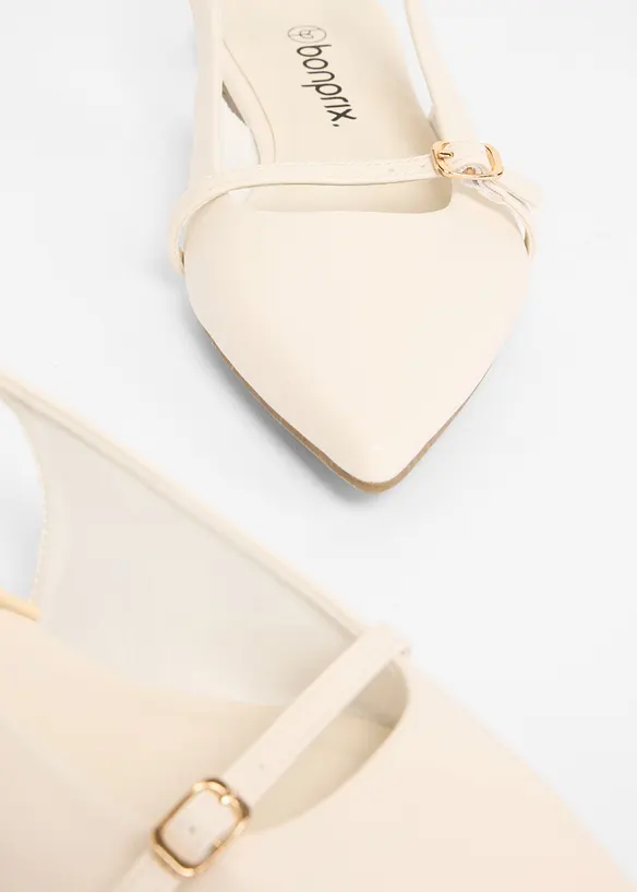 Sling-Ballerinas mit dekorativem Riemen in weiß - bonprix