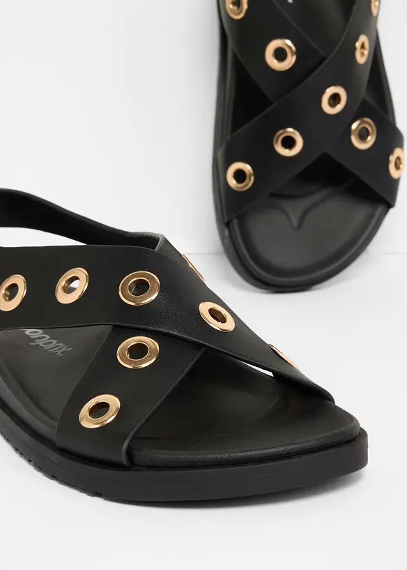 Sandalen mit Ösen in schwarz - bonprix Sandalen mit Ösen in schwarz - bonprix