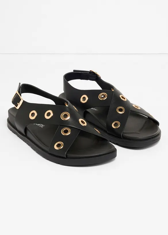 Sandalen mit Ösen in schwarz - bonprix Sandalen mit Ösen in schwarz - bonprix
