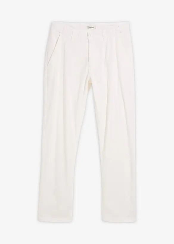 Chinohose aus Leinen-Mix in Regular Fit in weiß von vorne - bonprix
