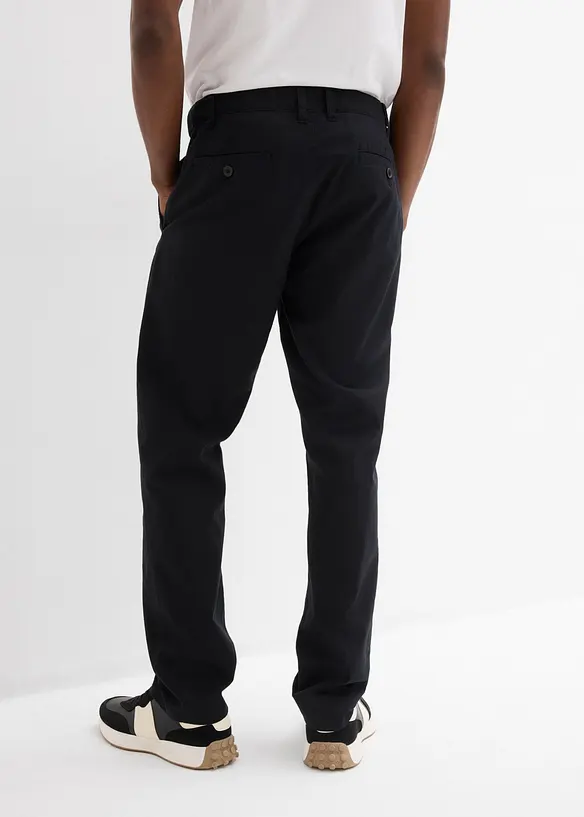 Chinohose aus Leinen-Mix in Regular Fit in schwarz von hinten - bonprix