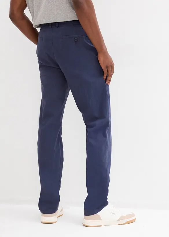 Chinohose aus Leinen-Mix in Regular Fit in blau von hinten - bonprix