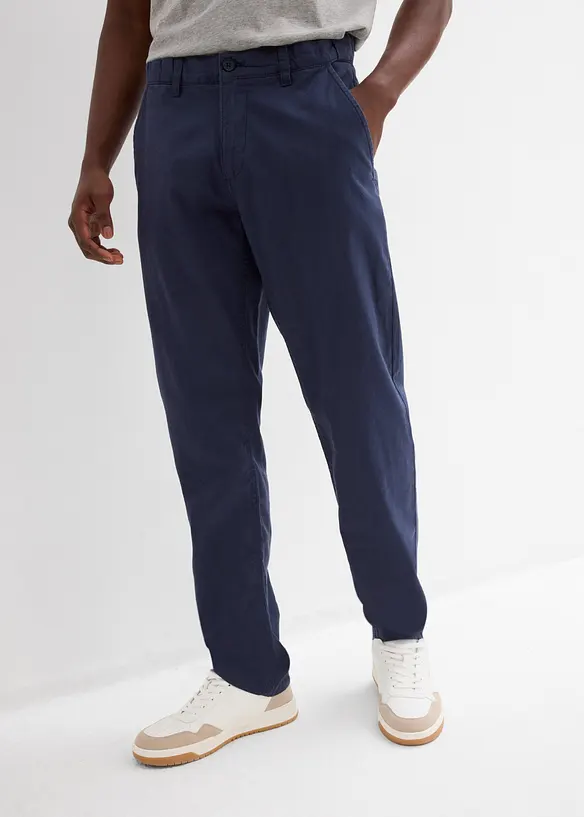 Chinohose aus Leinen-Mix in Regular Fit in blau von vorne - bonprix